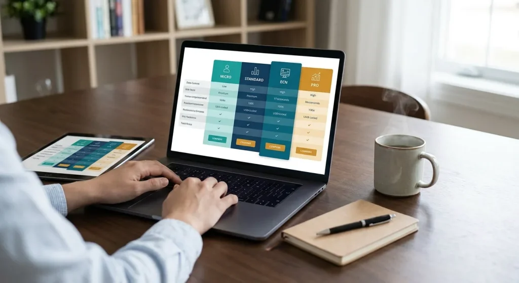 forex account types comparison — Choosing the Right Forex Account Type: Micro, Standard, ECN, and Beyond