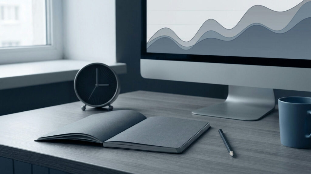 Organized trading workspace illustrating a planned forex scalping routine