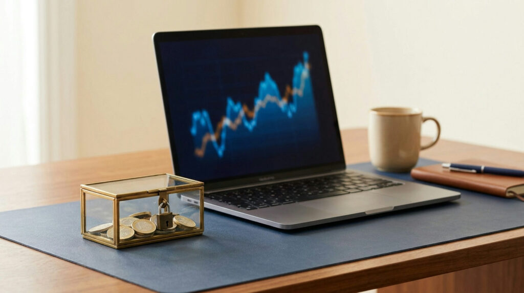 Forex margin shown as a deposit set aside beside an open trading position