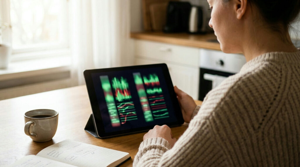 How to read forex quotes: a trader studying bid and ask prices on a currency board